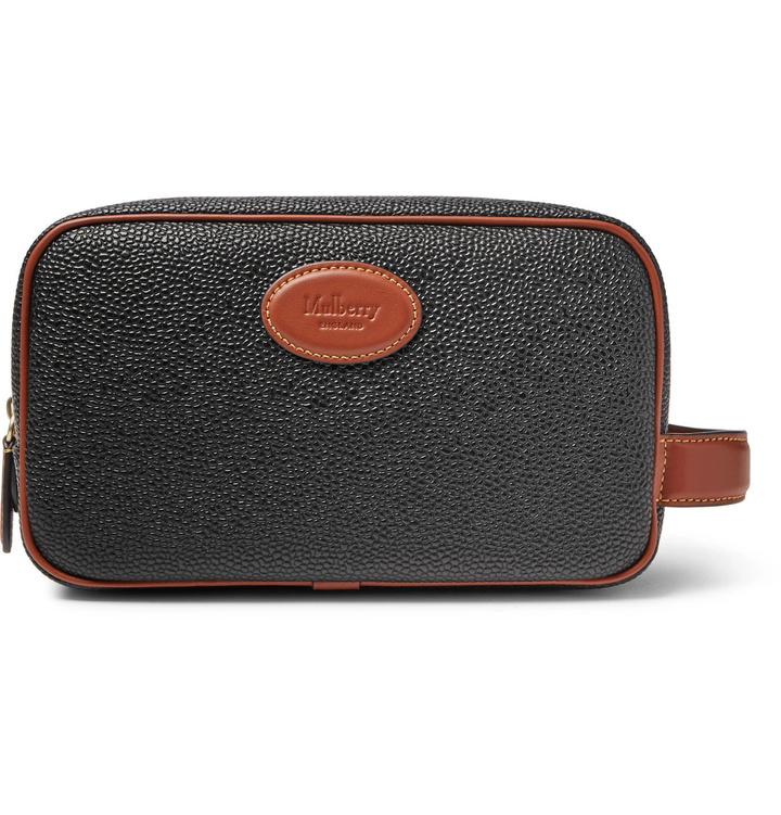 Photo: Mulberry - Leather-Trimmed Scotchgrain Wash Bag - Black