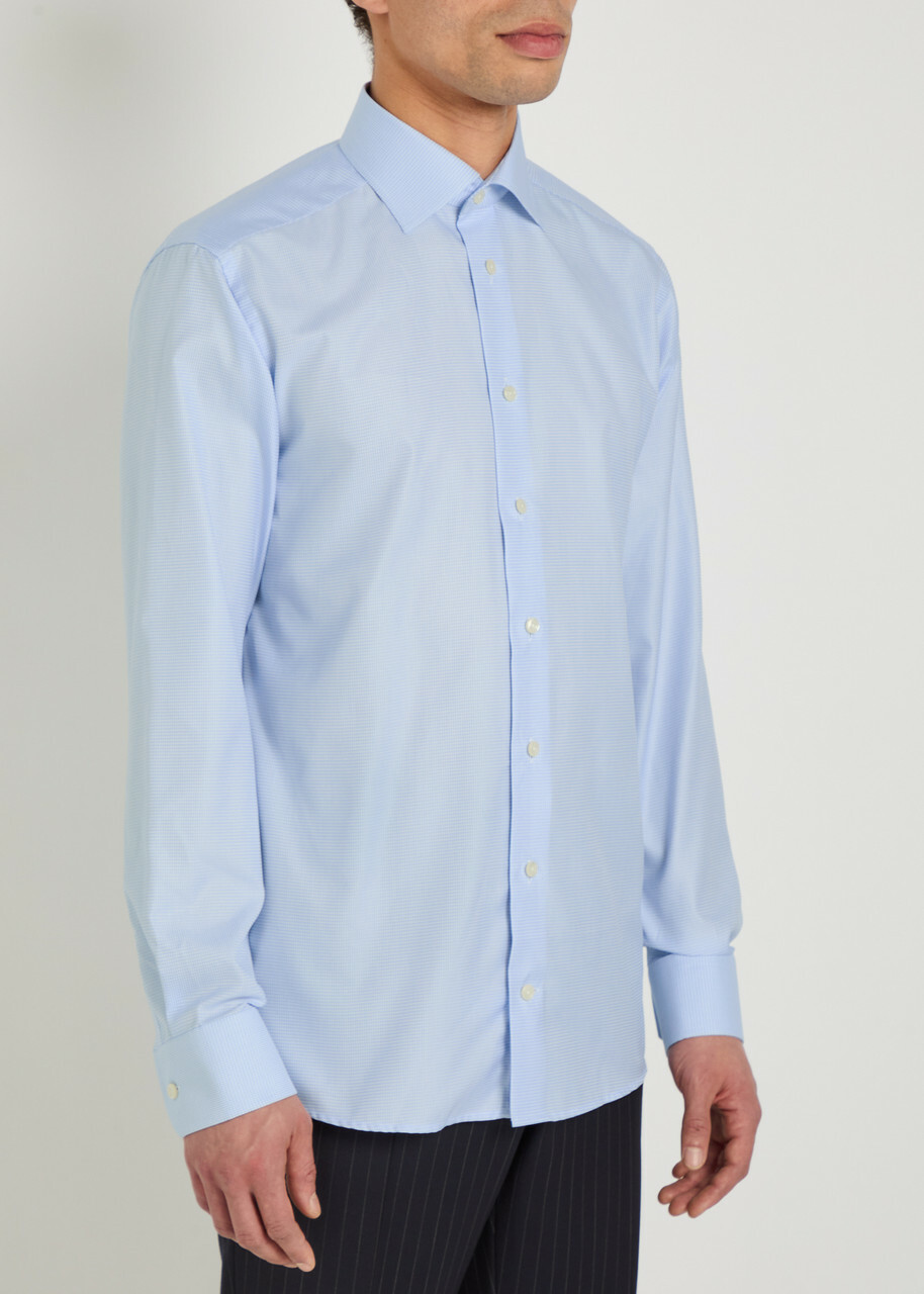 Eton Houndstooth Cotton-twill Shirt Light Blue