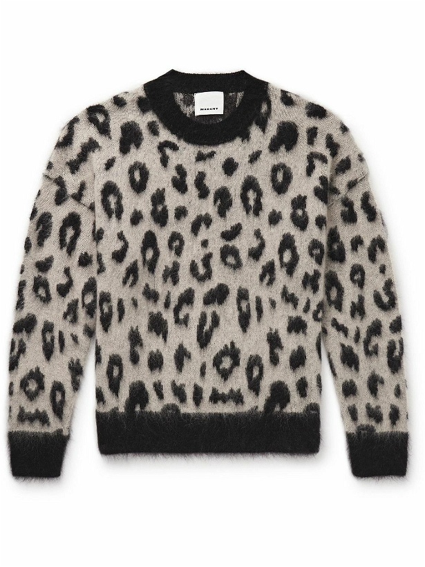 Photo: Marant - Tevy Leopard-Jacquard Brushed-Knit Sweater - Black