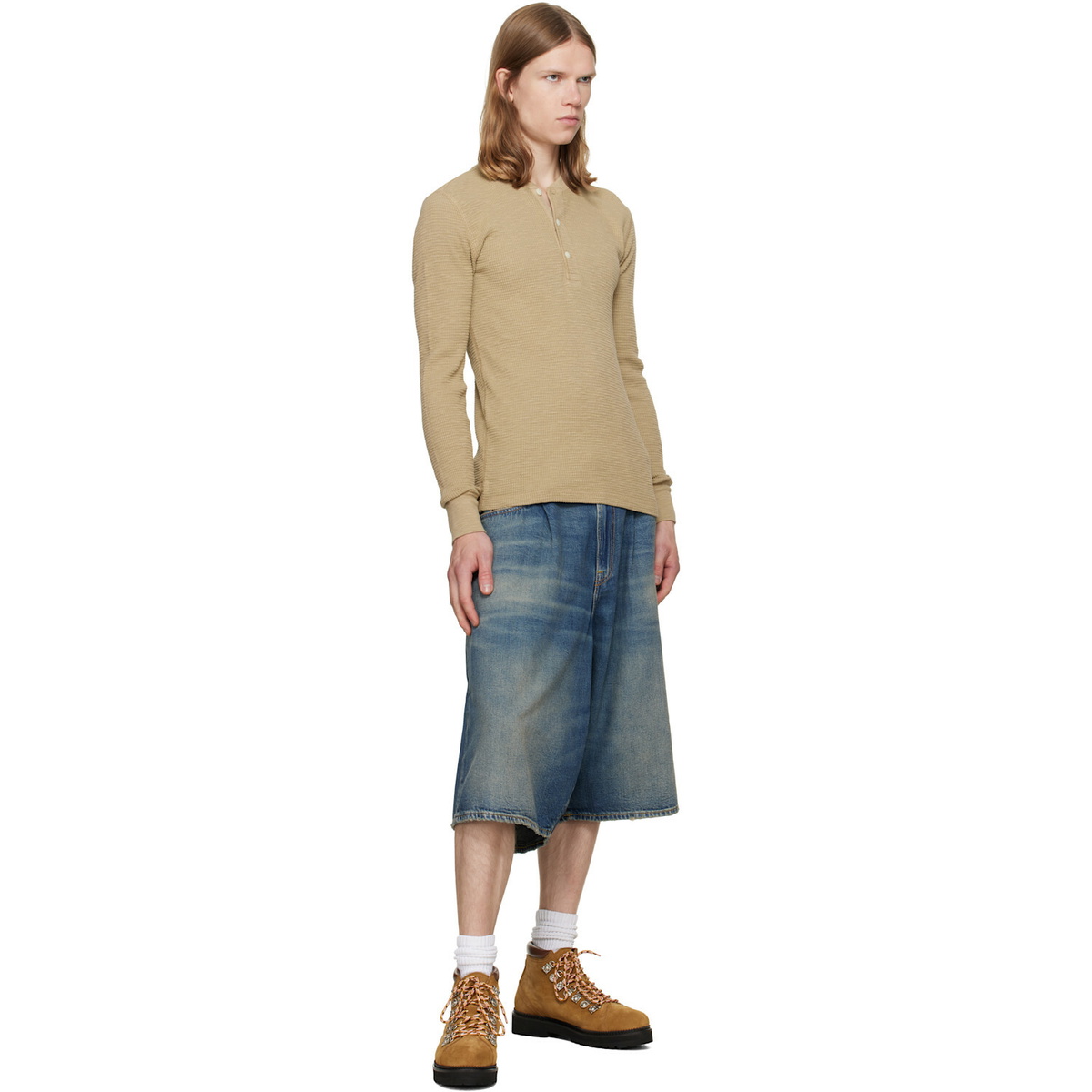 R13 Indigo Jesse Denim Shorts