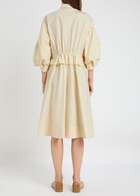 Moncler Cotton-poplin Midi Shirt Dress Ivory