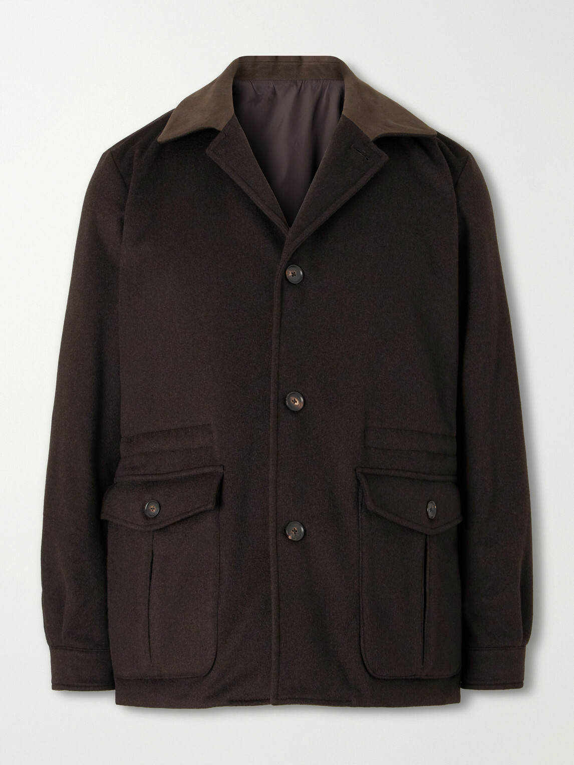Caruso - Dalila Suede-Trimmed Wool Jacket - Brown