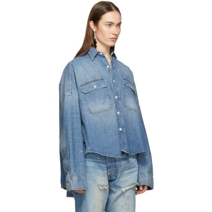 R13 Blue Denim Oversized Patti Shirt R13