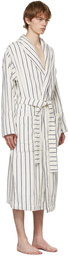 Tekla White & Blue Striped Classic Bathrobe