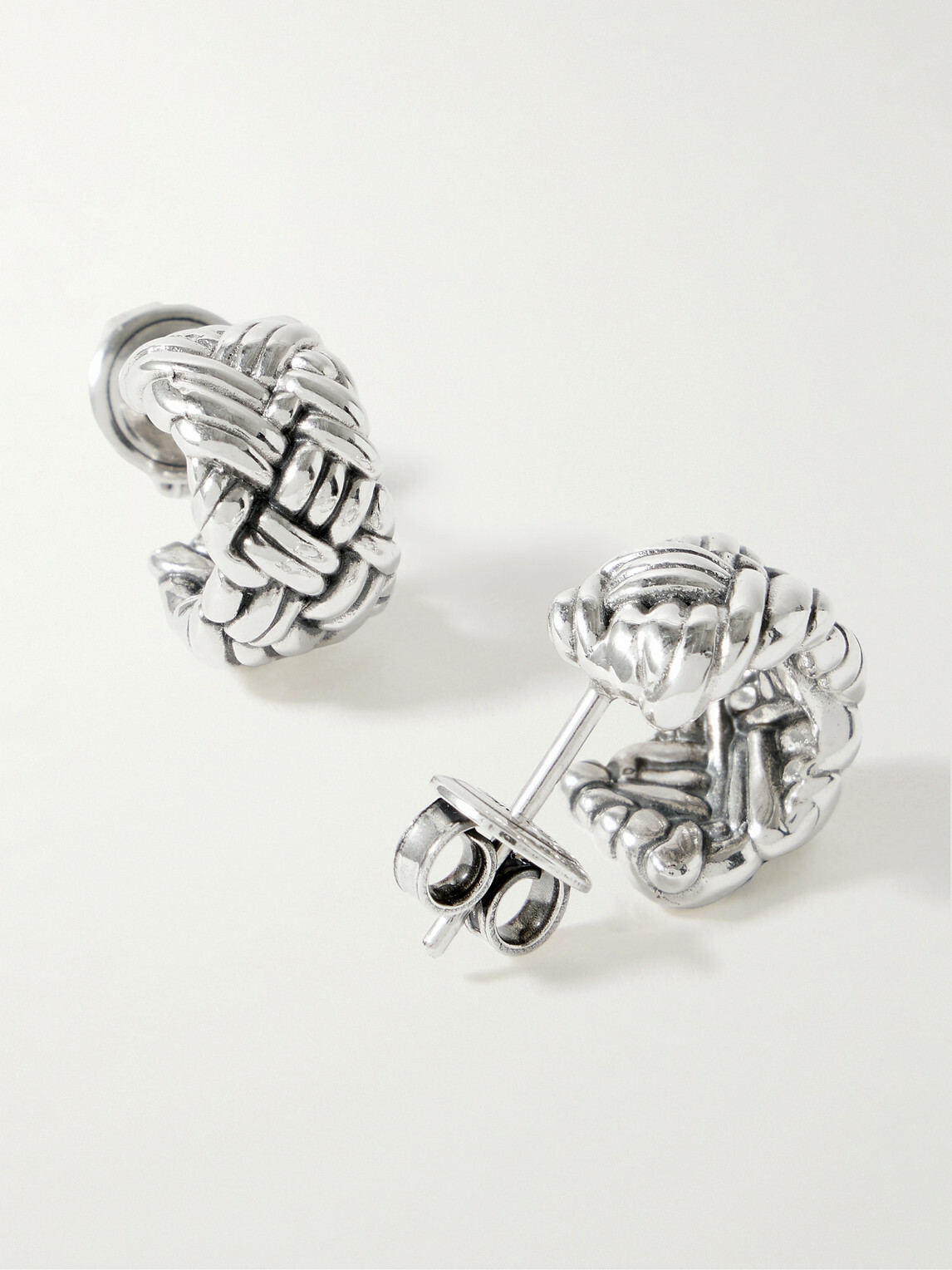 Bottega Veneta - Intrecciato Small Sterling Silver Earrings