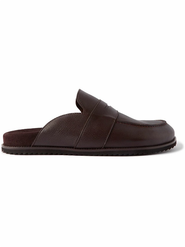 Photo: Mr P. - David Leather Backless Penny Loafers - Brown