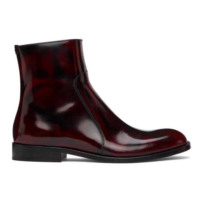 Photo: Maison Margiela Burgundy and Black Zip Boots