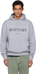 Balmain Gray 'Balmain' Printed Hoodie