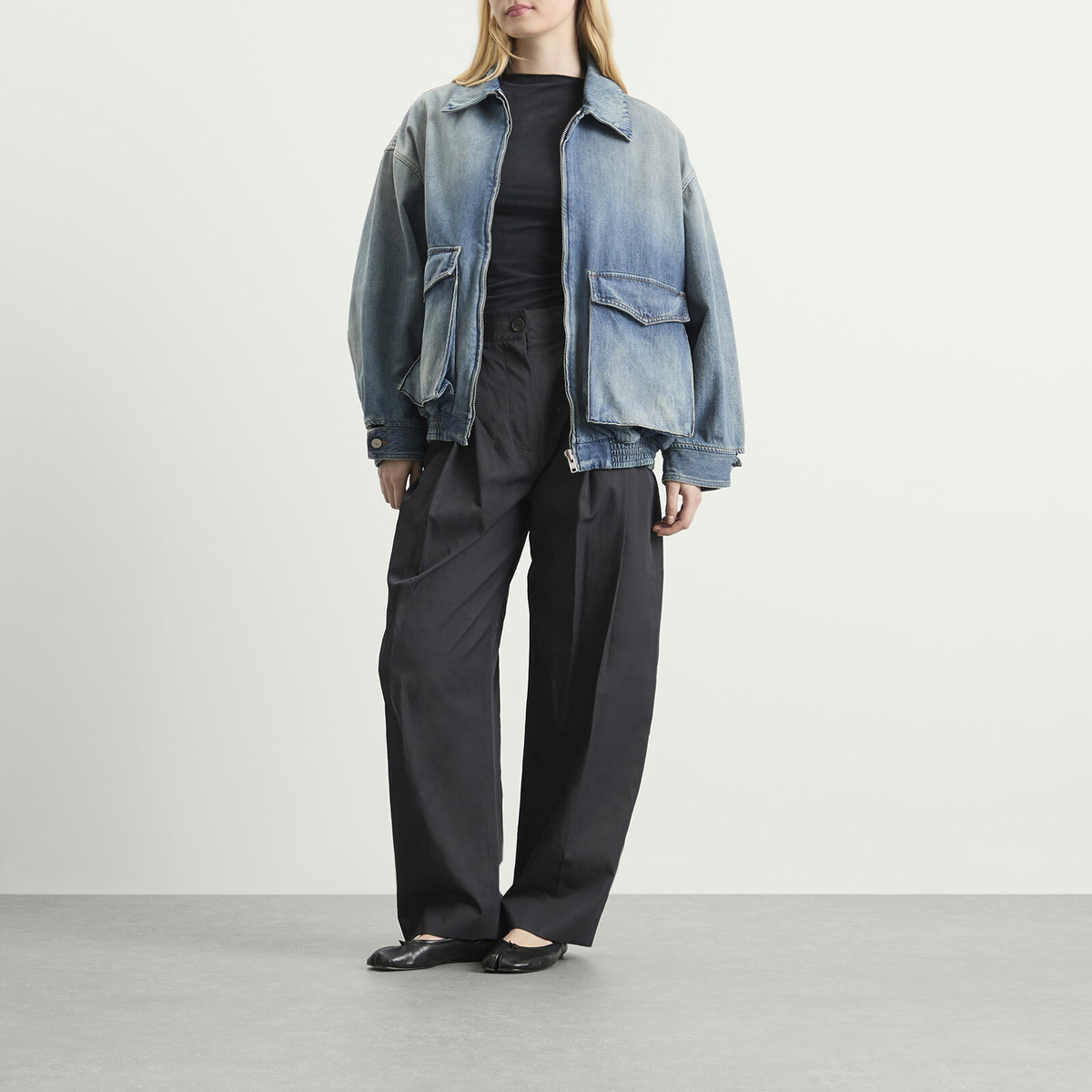 MM6 Maison Margiela Women's Denim Zip Jacket in Blue