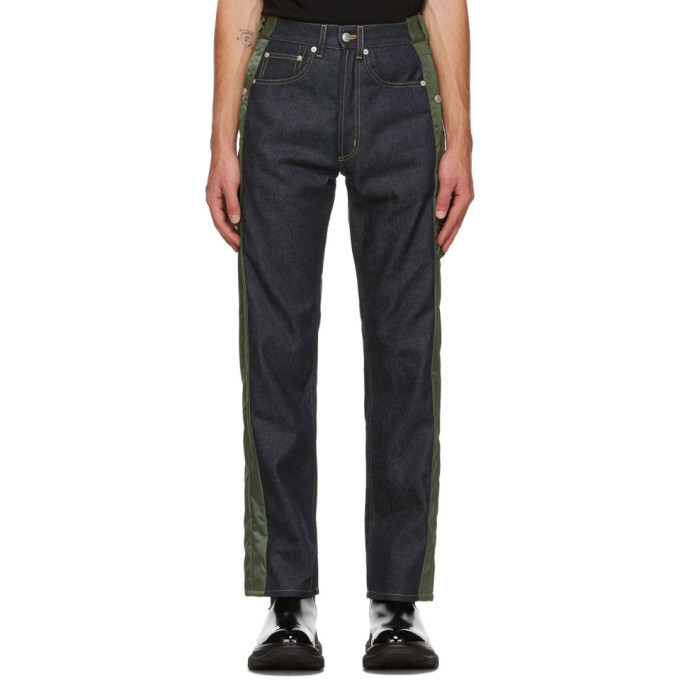 Photo: Alexander McQueen Blue and Khaki Hybrid Jeans