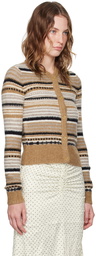 GANNI Brown Striped Cardigan