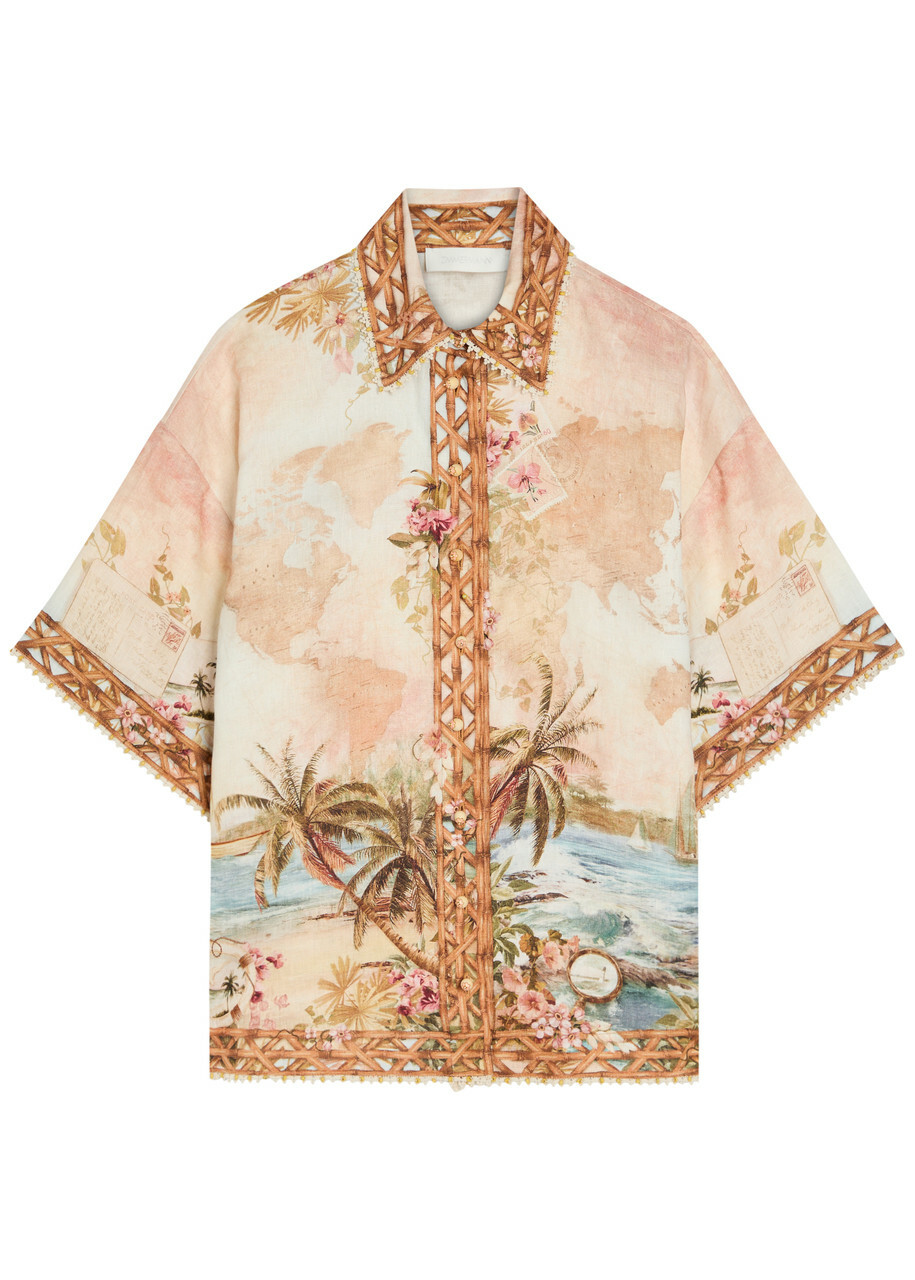 Zimmermann Mohan Printed Linen Shirt Multicoloured
