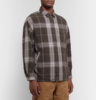 Remi Relief - Checked Cotton-Twill Zip-Up Shirt - Brown