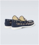 Gucci GG leather-trimmed canvas boat shoes