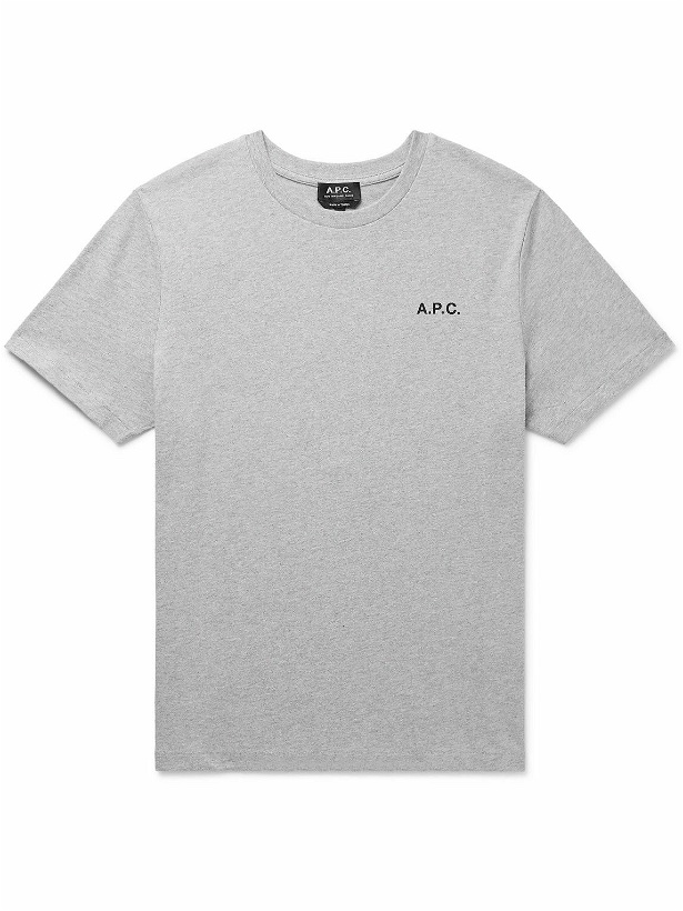 Photo: A.P.C. - Wave Logo-Print Cotton-Jersey T-Shirt - Gray