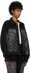 AMIRI Black & Gray Bandana Jacquard Denim Jacket