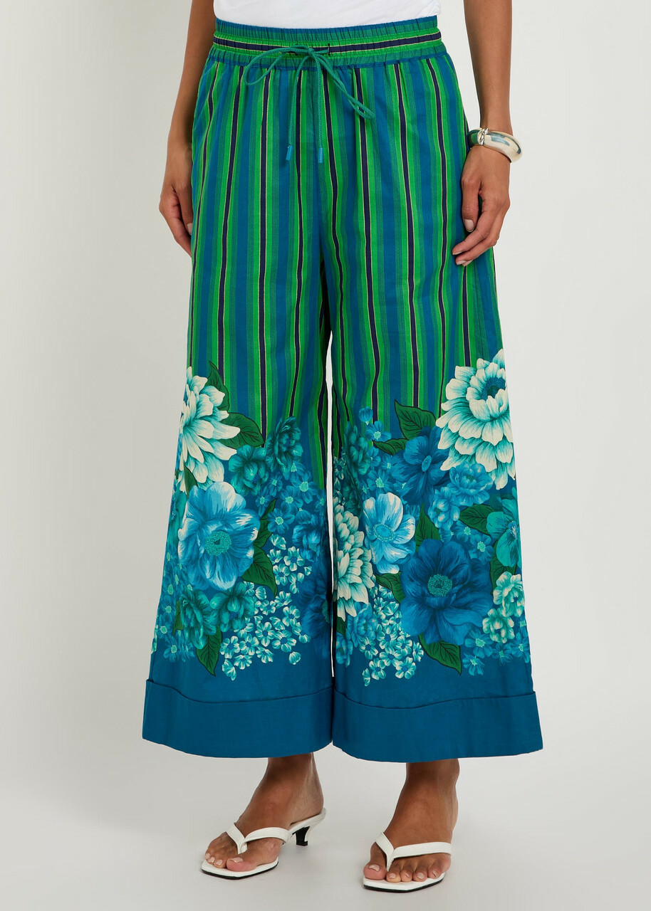 Alemais Margo Striped Wide-leg Cotton Cropped Trousers Multicoloured