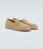 Giorgio Armani Jute-trimmed suede penny loafers