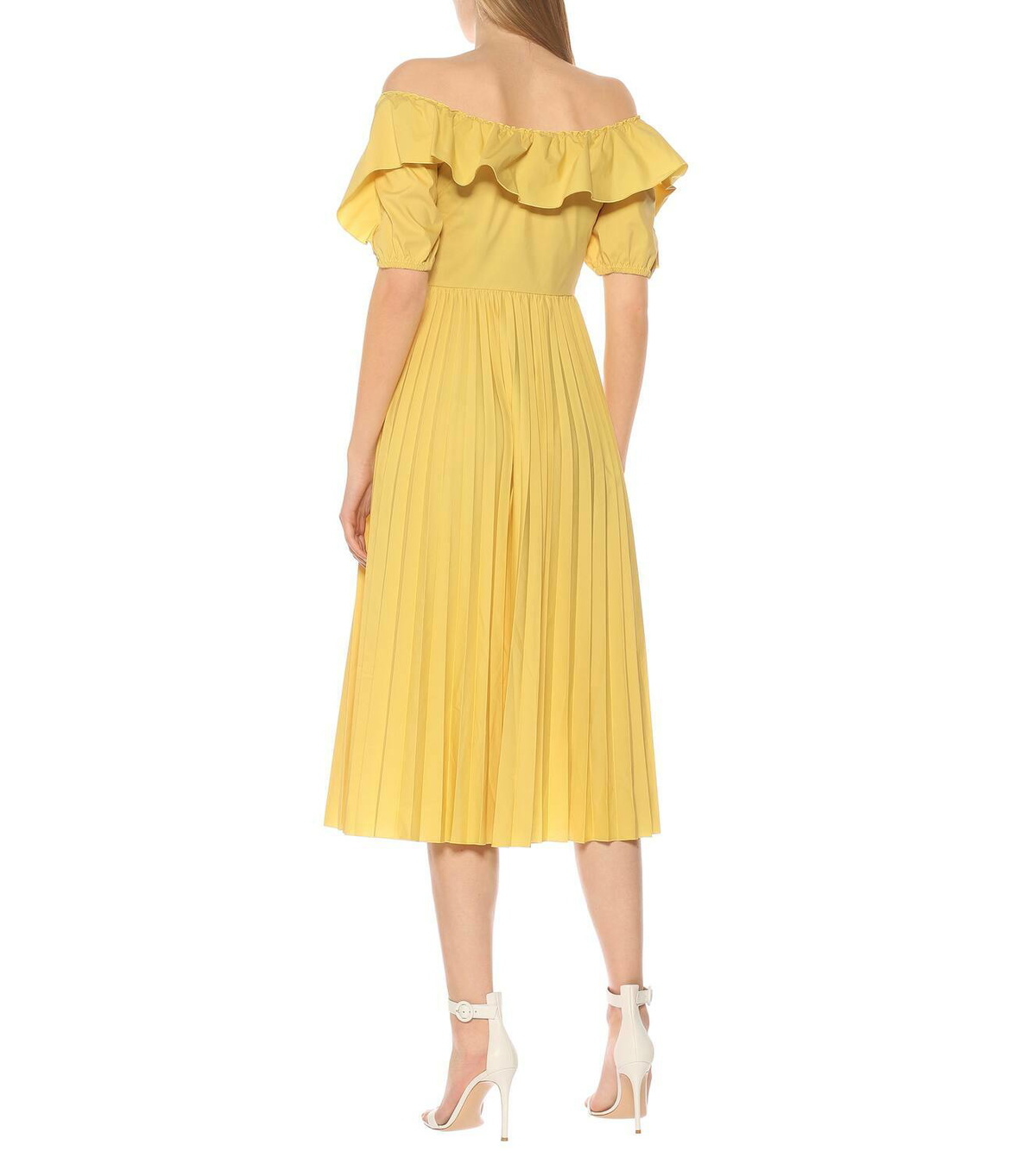 REDValentino Off-shoulder cotton-blend midi dress
