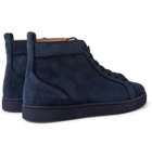 Christian Louboutin - Louis Orlato Grosgrain-Trimmed Suede High-Top Sneakers - Blue