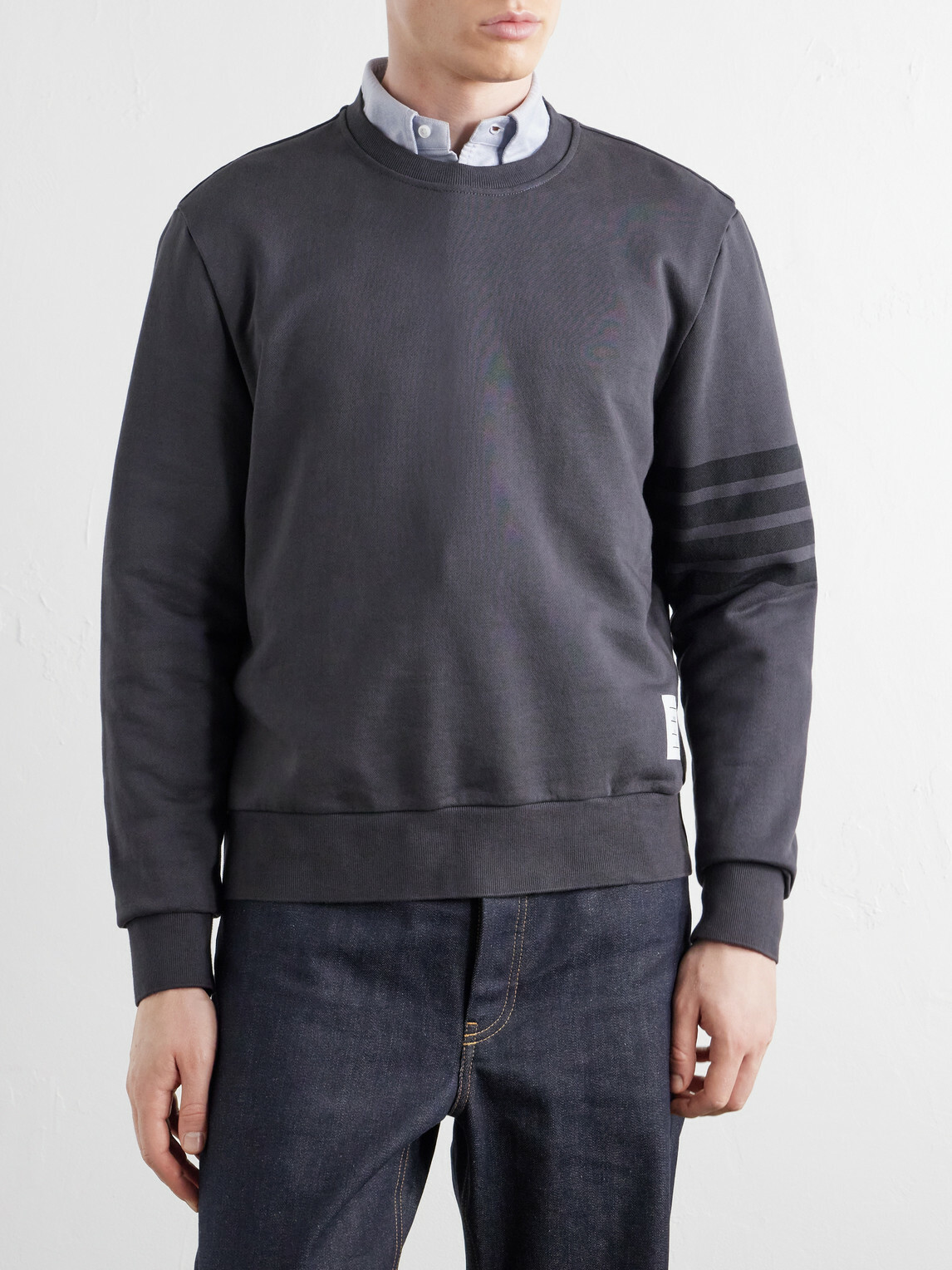 Thom Browne - 4-Bar Stripe Cotton-Jersey Sweatshirt - Gray