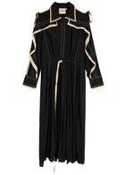 Lovebirds Contrast-trim Silk Crepe-de-chine Midi Dress Black