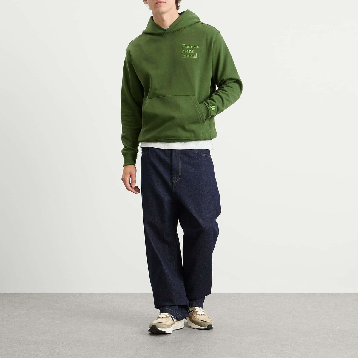 New Balance Men's Athletics Runners Arent Normal Hoodie in Dark Alpine Green