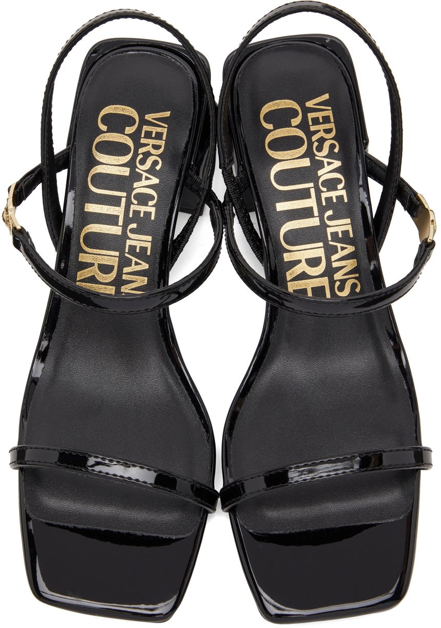 Versace Jeans Couture Black Patent Heeled Sandals Versace