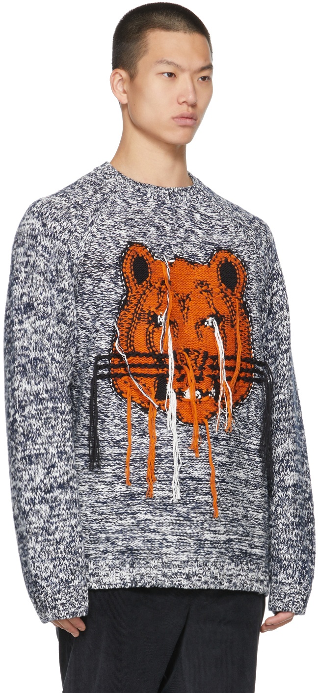 INC International Concepts Intarsia Knit Tiger Sweater Black Men