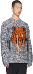 Kenzo Black & White Intarsia Tiger Sweater