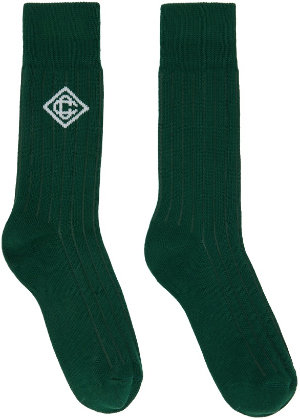 Photo: Casablanca Green Monogram Logo Socks