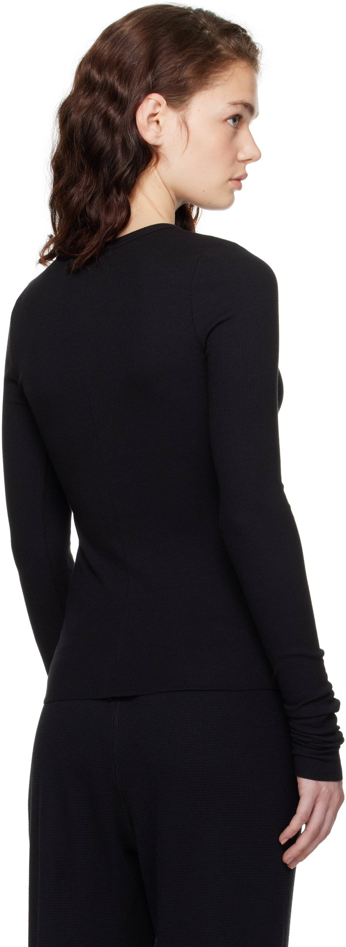 ÉTERNE Black Long Sleeve Fitted T-shirt