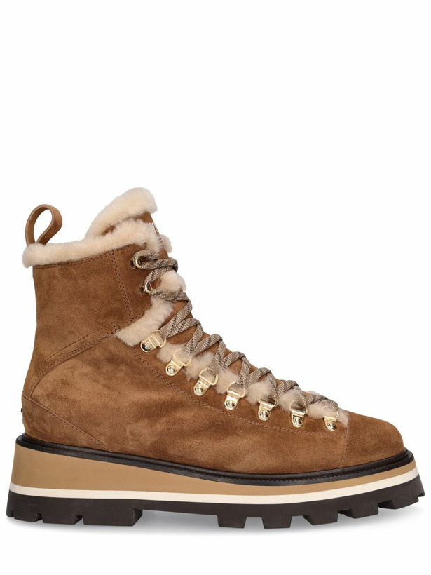 Photo: JIMMY CHOO - Suede & Shearling Hiking Boots
