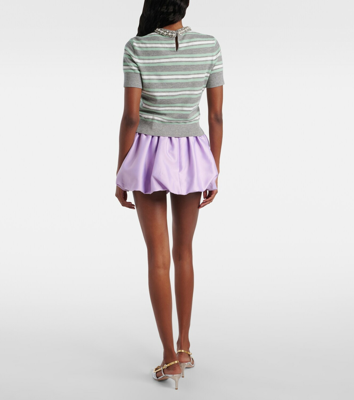 Self-Portrait Striped wool, cotton, and cashmere sweater