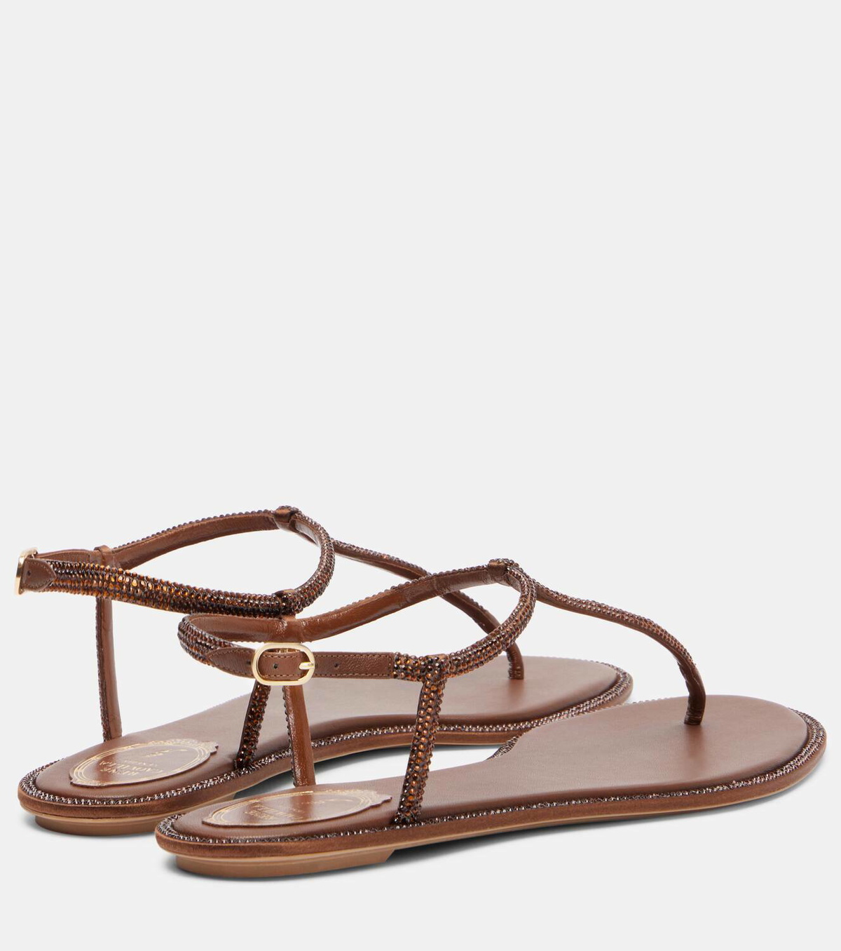 Rene Caovilla Diana embellished satin thong sandals