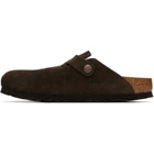 Birkenstock Brown Narrow Boston Soft Footbed Suede Leather Loafers