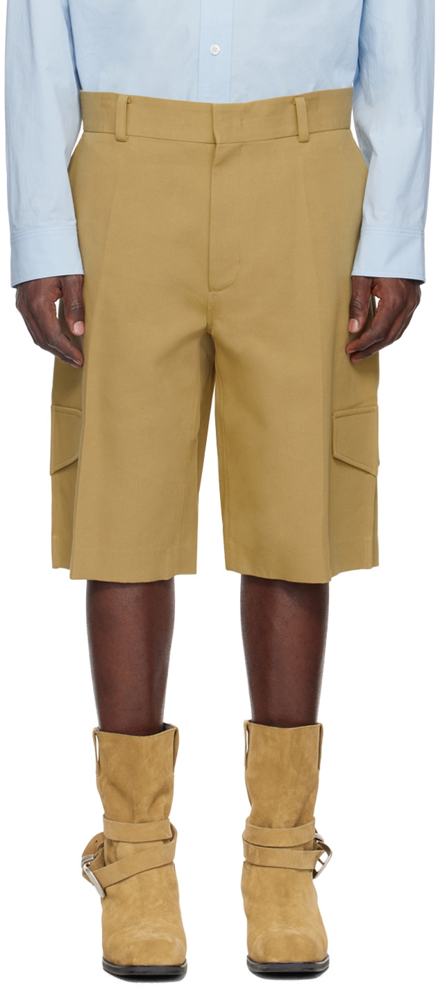 Recto Beige Creased Cargo Shorts