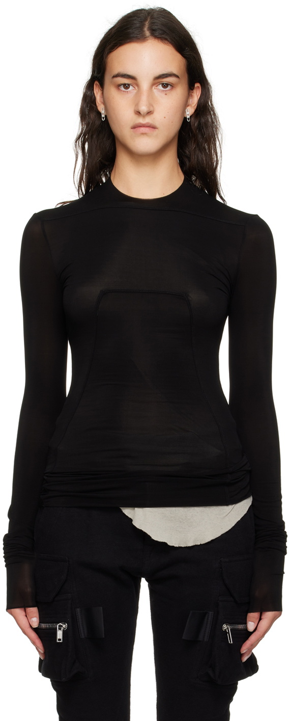 Rick Owens Black Semi-Sheer Long Sleeve T-Shirt Rick Owens