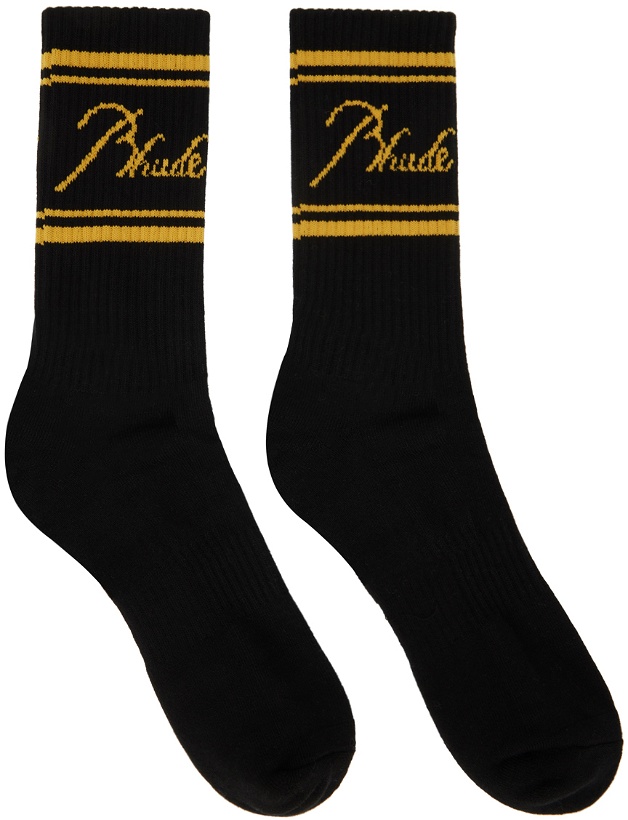 Photo: Rhude Black Script Logo Socks