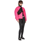 Prada Black and Pink Logo Zip-Up Cardigan
