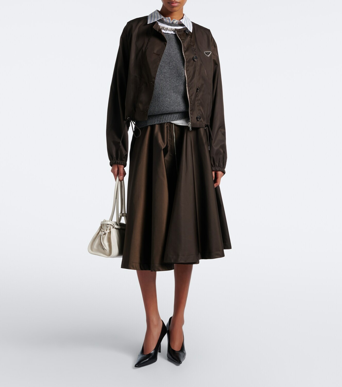 Prada Re-Nylon belted midi skirt