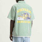 ICECREAM Men's IC Services Quarter Zip Work Shirt in Green/White stripe