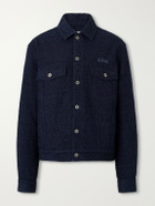 LOEWE - Logo-Embroidered Textured Denim Jacket - Blue