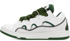 Lanvin White & Green Curb Sneakers