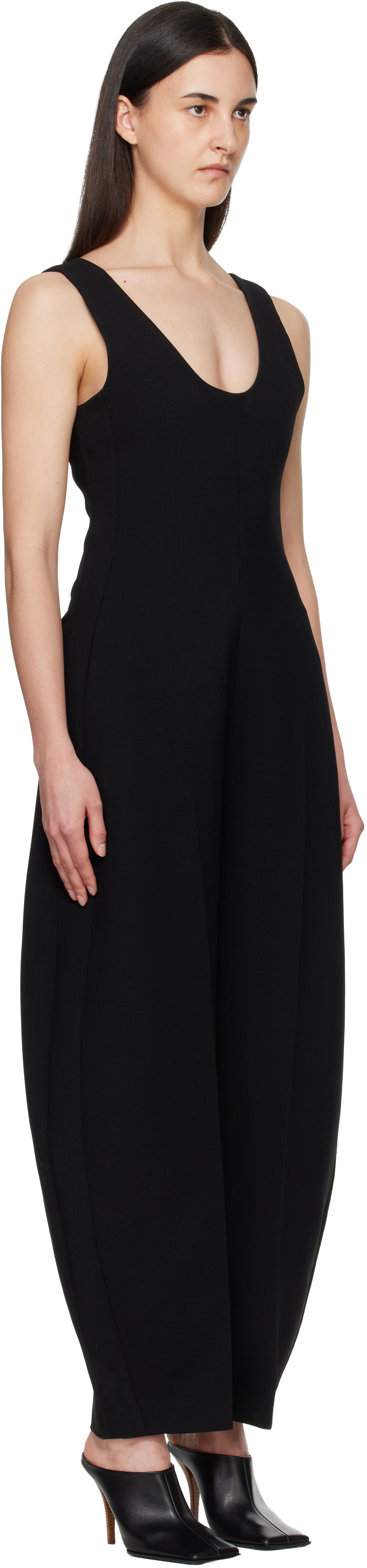 ALAÏA Black Round Crepe Wool Jumpsuit
