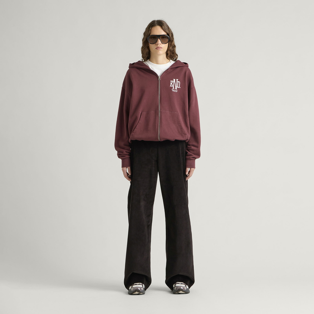 END. Mono Zip Hoodie in Oxblood