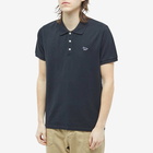 Maison Kitsuné Men's Navy Fox Patch Classic Polo Shirt in Black