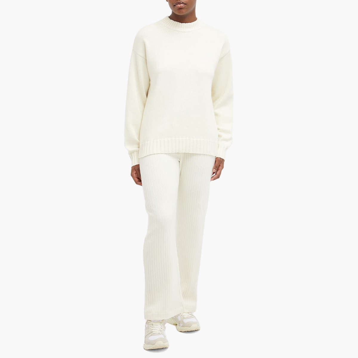 DONNI. Women's Sweater Rib Simple Pants in Creme