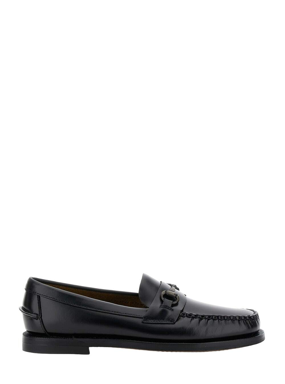 Sebago joe Black Pull-on Loafers With Horsebit Detail In Leather Man