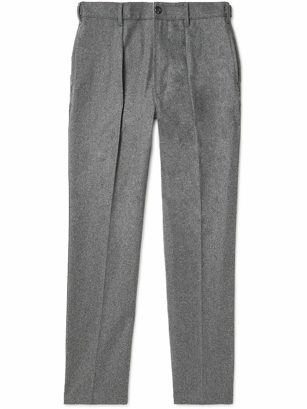 Photo: Drake's - Straight-Leg Pleated Wool-Flannel Trousers - Gray